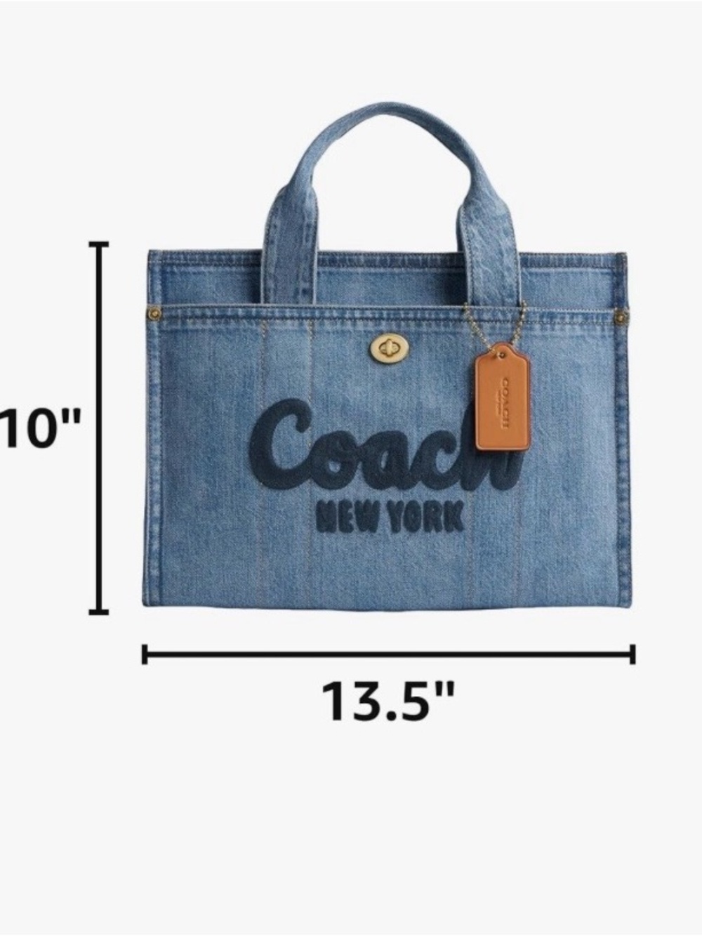 Coach Denim Tote in Blue with Brown Leather Tag - Picture 7 of 7